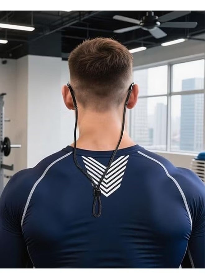 حزام نظارات مضفر، حبل تعليق للنظارات الطبية والشمسية للرجال والنساء، حامل نظارات أسود حول الرقبة للرياضة، حبل أمان قابل للتعديل لتثبيت النظارات، عبوة من 4 قطع - Image 5